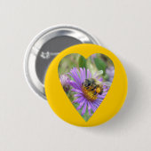 Honingbij op Herfst Asters Heart Ronde Button 5,7 Cm (Voorkant /achterkant)