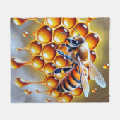 Honingbij op honingraat met druipende gouden honin fleece deken (Voorkant (Horizontaal))