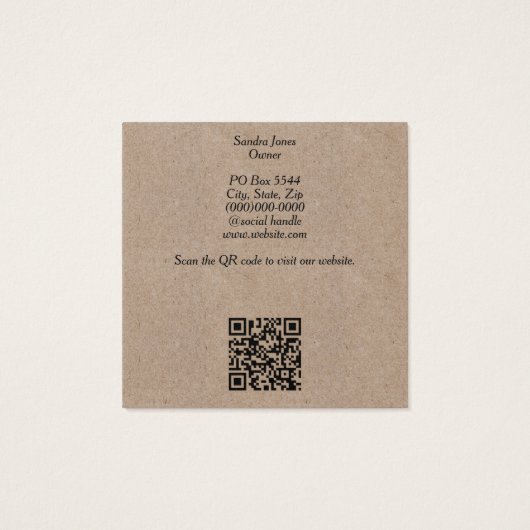 Honingbij op Kraft Paper w QR code Visitekaartjes (Achterkant)