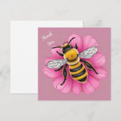 Honingbij op mooie roze bloem bedankkaart (Voorkant / Achterkant)