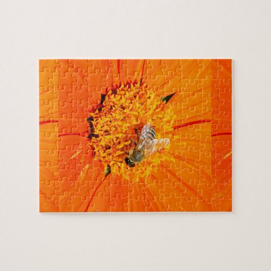honingbij op oranje bloempuzzel legpuzzel (Horizontaal)