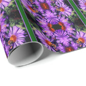 Honingbij op Paarse asterbloem Abstract Cadeaupapier (Rol Hoek)
