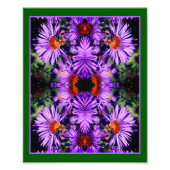 Honingbij op Paarse asterbloem Abstract Foto Afdruk (Voorkant)