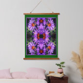 Honingbij op Paarse asterbloem Abstract Hangend Wandkleed (Slaapkamer)