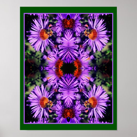 Honingbij op Paarse asterbloem Abstract Poster (Voorkant)