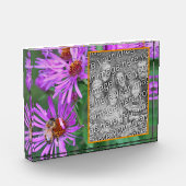 Honingbij op roze asterbloem Voeg je eigen toe Fotoblokken (Links)