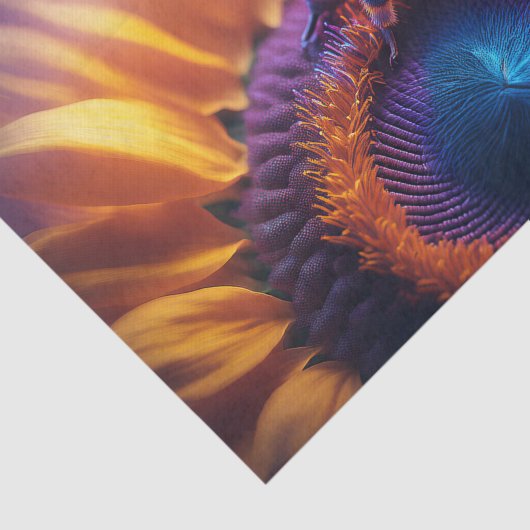 Honingbij op zonnebloem tissuepapier (Detail)