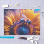 Honingbij op zonnebloem tissuepapier (Craft)