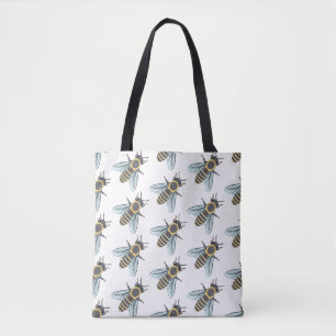 Honingbij (patroon wit) - Tote Bag