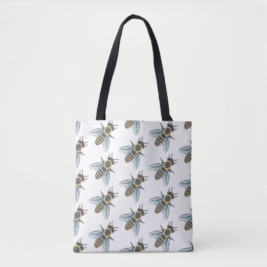 Honingbij (patroon wit) - Tote Bag (Voorkant)