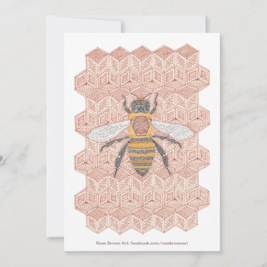 Honingbij platte briefkaart met envelop (Voorkant)