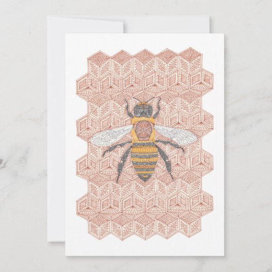 Honingbij platte briefkaart met envelop (Achterkant)