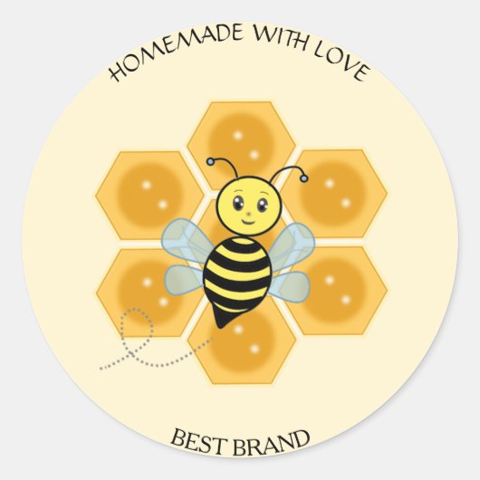 Honingbij Potlabel & Honingraat Thuisgemaakt Ronde Sticker (Voorkant)