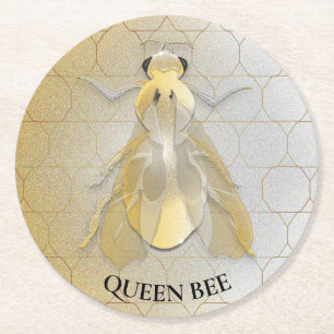 Honingbij Queen Bee Metal Coin Ronde Kartonnen Onderzetter