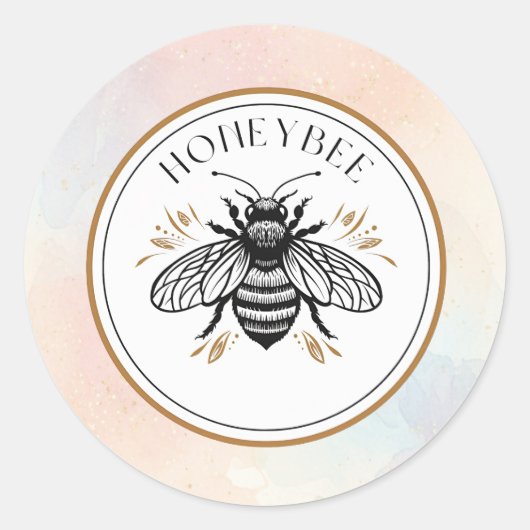 Honingbij Ronde Sticker (Voorkant)