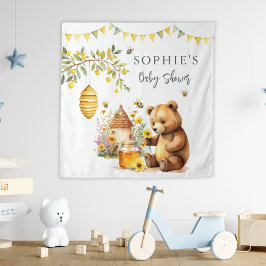 Honingbij Schattige Poeh Beer Baby Shower Wandkleed