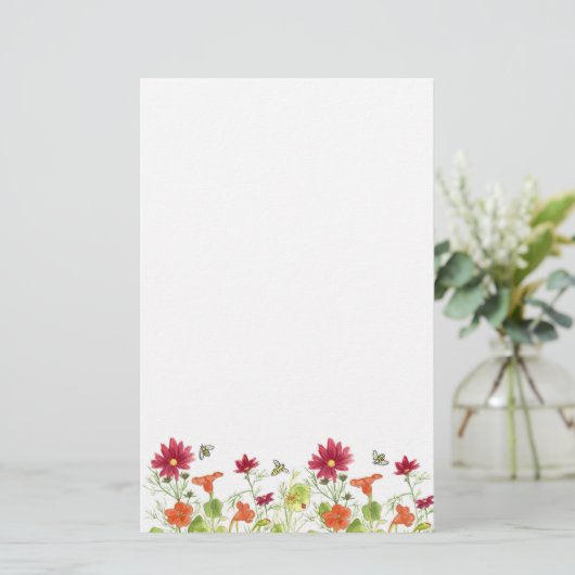 Honingbij Sinaasappel Nasturtium Red Flowers Briefpapier (Staand voorkant)