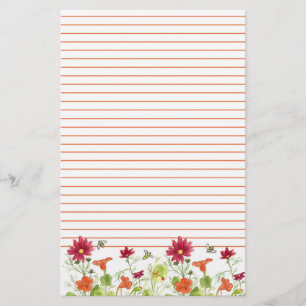 Honingbij Sinaasappel Nasturtiums Red Cosmos Lined Briefpapier