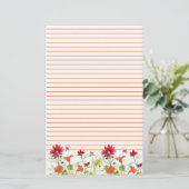 Honingbij Sinaasappel Nasturtiums Red Cosmos Lined Briefpapier (Staand voorkant)