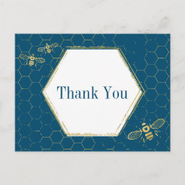 Honingbij Teal Goud Patroon Dank Je Wel Briefkaart