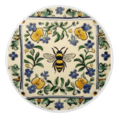 Honingbij Traditioneel Blauw Geel Mediterraan Keramische Knop (Voorkant)