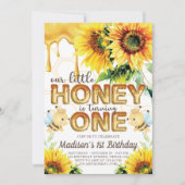 Honingbij Verjaardag Zonnebloem eerste verjaardag Kaart (Voorkant)