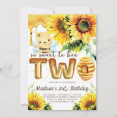 Honingbij Verjaardag Zonnebloem Schattige 2e Verja Kaart (Voorkant)