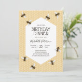 honingbij verjaardagsdiner kaart (Staand voorkant)