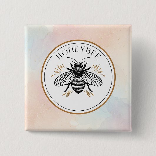 Honingbij Vierkante Button 5,1 Cm (Voorkant)