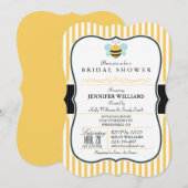 Honingbij Vrijgezellenfeest Uitnodigen; Gele Strep Kaart (Voorkant / Achterkant)