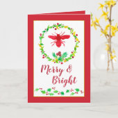 Honingbij vrolijk en stralend kerstfeest kaart (Gele Bloem)