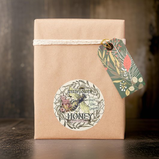 Honingbij Wildflower Honing Jar Dekseletiketten Ronde Sticker