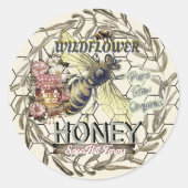 Honingbij Wildflower Honing Olijfkrans Ronde Sticker (Voorkant)