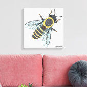 Honingbij (wit) - Canvas Afdruk (Insitu (Woonkamer))