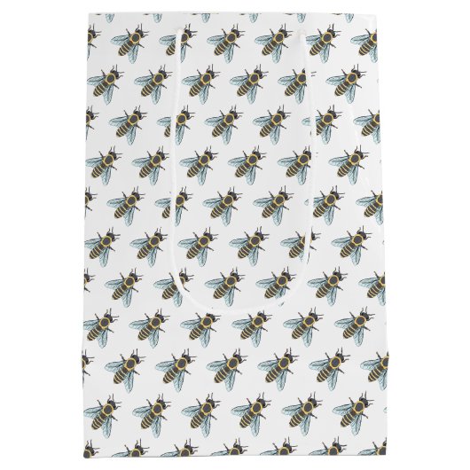 Honingbij (wit) - Gift Bag Medium Cadeauzakje (Achterkant)