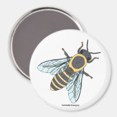 Honingbij (wit) - Ronde Magneet (Voorkant / Achterkant)