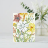 Honingbij Witte Bloem Pollinator Tuin Waterverf Briefkaart (Staand voorkant)