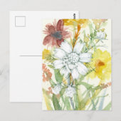 Honingbij Witte Bloem Pollinator Tuin Waterverf Briefkaart (Voorkant / Achterkant)