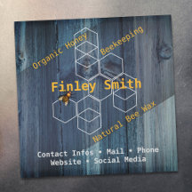 Honingbij zeshoek • Blauwe houtstructuur Aangepast