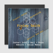 Honingbij zeshoek • Blauwe houtstructuur Aangepast (Voorkant / Achterkant)