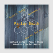 Honingbij zeshoek • Blauwe houtstructuur Aangepast (Voorkant)