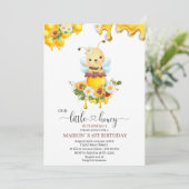 Honingbij Zoet Geel Bloemen Zonnebloem waterverf Kaart (Staand voorkant)