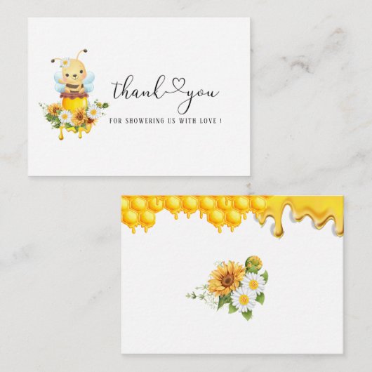 Honingbij Zoet Geel Bloemen Zonnebloem Waterverf Notitiekaartje (Voorkant / Achterkant)