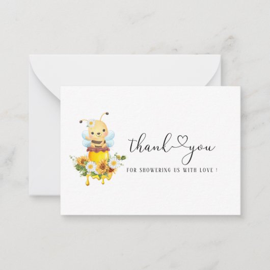 Honingbij Zoet Geel Bloemen Zonnebloem Waterverf Notitiekaartje (Voorkant)