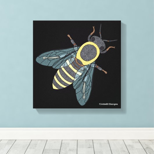 Honingbij (zwart) - Canvas (Insitu (Houten vloer))