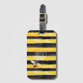 Honingbij zwart goud geel bagagelabel (Voorkant (verticaal))