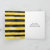 Honingbij Zwart Goud Geel Kerstmis Kaart (Binnen)