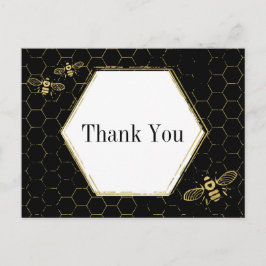Honingbij Zwart Goud Patroon Dank Je Wel Briefkaart