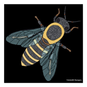 Honingbij (zwart) - Poster Print