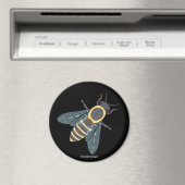 Honingbij (zwart) - Ronde Magneet (Insitu (Vaatwasser))